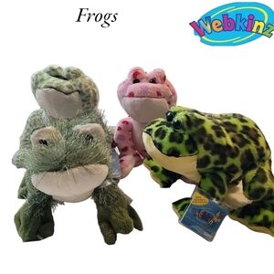 WEBKINZ Lot of 4 Frogs Plush New w Unused Codes Spotted, Love, Bull, Frog
